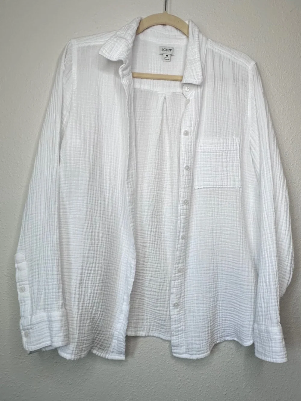 J. Crew Factory Double-gauze Button-up Long Sleeve Shirt, Size Medium - Picture 3 of 9